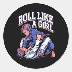 Adesivo Redondo Arte Marcial de Jiu Jitsu Brasileiro Roll Like a G