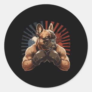 Adesivo Redondo Arte Marcial de Kickboxing de Bulldog Francês Cach