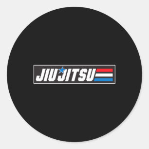 Adesivo Redondo Arte Marcial Jiu Jitsu BJJ Guerreiro Lutador Gráfi