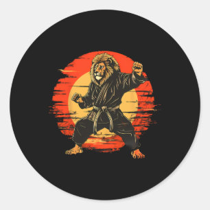 Adesivo Redondo Arte Marcial Judô Mma Taekwondo Leão Kickboxing