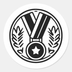 Adesivo Redondo Arte Medalhada Elegante em Estilo Minimalista