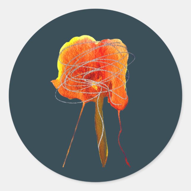 Adesivo Redondo Arte moderna de flor floral abstrato (Frente)
