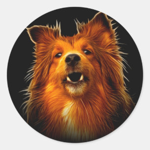 Adesivo Redondo Arte moderna do cão de Sheltie