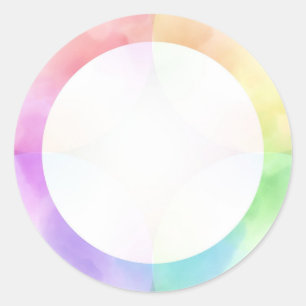 Adesivo Redondo Arte Moderna em Aquarela Chique Elegante Branco