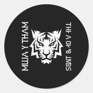 Adesivo Redondo Arte Muay Thai Tiger dos 8 Membros Design de Kickb
