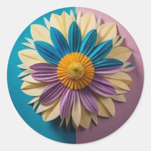 Adesivo Redondo Arte multicolor Floral Sticker