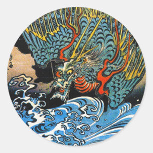 Adesivo Redondo Arte mythical legendária de Utagawa Kuniyoshi do