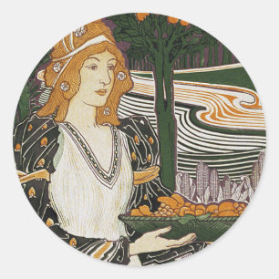Adesivo Redondo Arte Nouveau - L.Rhead - acção de graças
