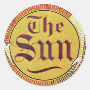 Adesivo Redondo Arte Nova Antiga, Jornal New York Sun