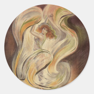 Adesivo Redondo Arte Nova Antiga, La Loie Fuller Dançarina Moderna