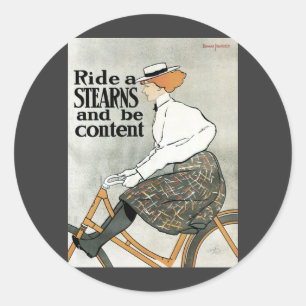 Adesivo Redondo Arte Nova Antiga, Pedale em Bicicletas Sterns