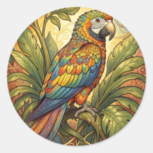 Adesivo Redondo Arte Nova Papagaio Arco-Íris Vibrante