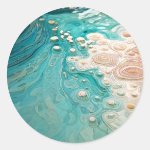 Adesivo Redondo Arte Oceânico Topográfico Abstrato