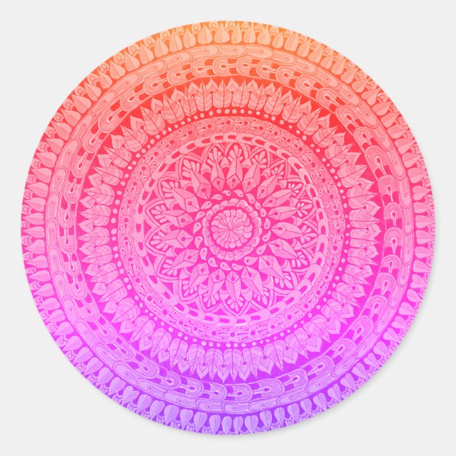 Adesivo Redondo Arte Original de Mandala Multicolor  (Frente)