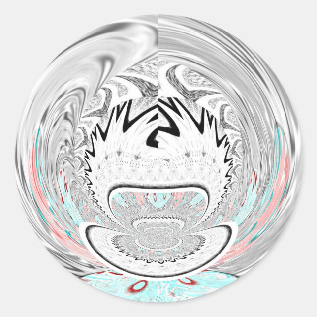 Adesivo Redondo Arte Padrão da Flora Abstrato da Cinza Urbana Mode (Frente)