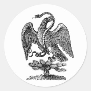 Adesivo Redondo Arte Patriótica Cobra de Águia Cactus Americana