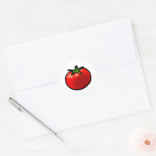 Adesivo Redondo Arte Personalizada De Tomate Vermelho