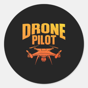 Adesivo Redondo Arte Piloto Drone Para Homens Mulheres Drones Entu