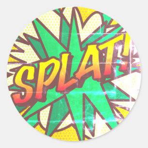 Adesivo Redondo Arte Pop de Quadrinhos Divertidos e Retrô SPLAT
