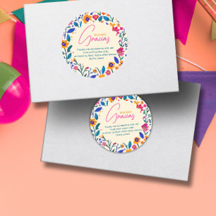 Adesivo Redondo Arte popular mexicano -Muito Obrigado Obrigado