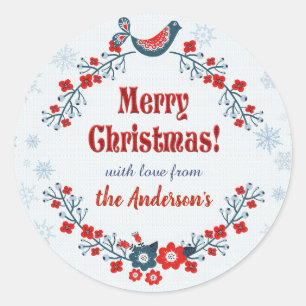 Adesivo Redondo Arte popular personalizada, bela corda de Natal