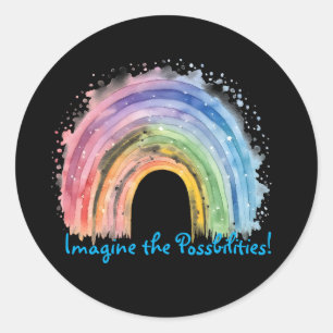 Adesivo Redondo Arte Por Debi, Rainbow Sticker