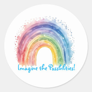 Adesivo Redondo Arte Por Debi, Rainbow Sticker