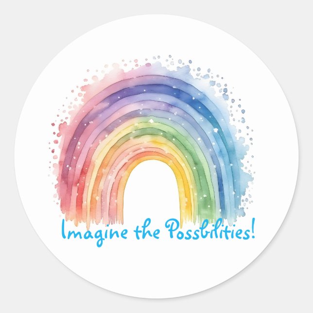 Adesivo Redondo Arte Por Debi, Rainbow Sticker (Frente)