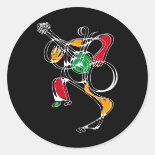 Adesivo Redondo Arte Preta do Leitor de Violão História Cores do M