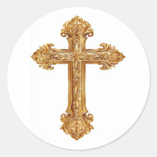 Adesivo Redondo Arte Religiosa Católica Moderna e Elegante Cruz Do