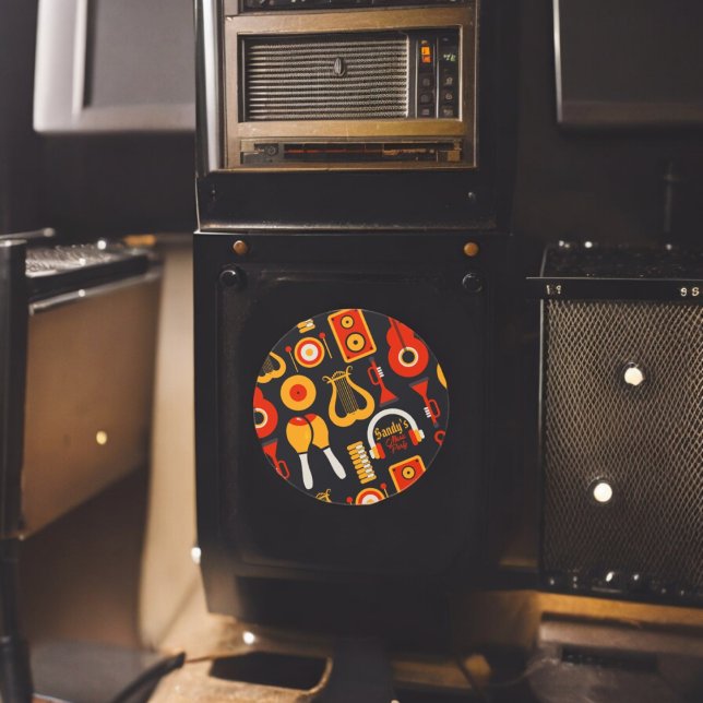 Adesivo Redondo Arte sobre instrumentos musicais (Music sound Night party theme sticker,birthday party sticker,gift pack,envelope,return gift sticker)