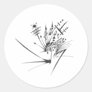 Adesivo Redondo Arte Tribal Abstrato Preto e Branco 100 Tatuagens
