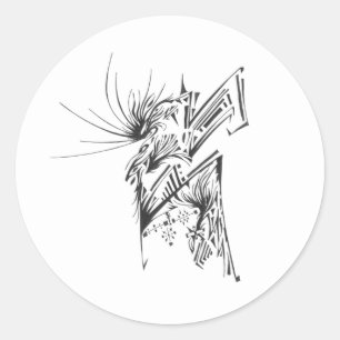Adesivo Redondo Arte Tribal Abstrato Preto e Branco 120 Tatuagem