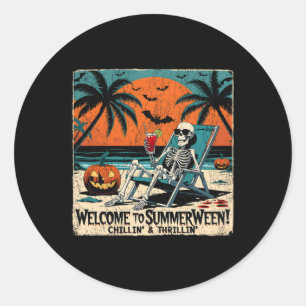 Adesivo Redondo Arte Tropical 1 do Halloween de Skeleton Beach