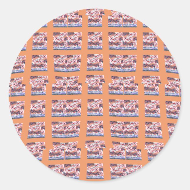 Adesivo Redondo Arte Única e Elegante com Padrão de Coração para T (Frente)