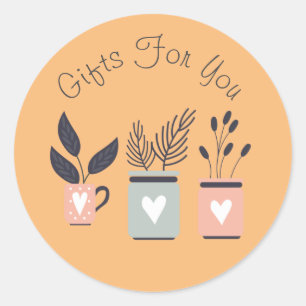 Adesivo Redondo Arte vegetal moderna design Dar marca comercial