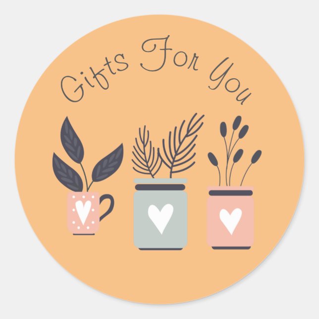 Adesivo Redondo Arte vegetal moderna design Dar marca comercial (Frente)