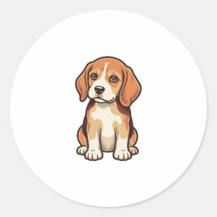 Adesivo Redondo Arte Vetorial de Cachorrinho Beagle com Gravura An