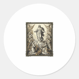 Adesivo Redondo Arte Vetorial de Gravação de Anjo da Ascensão Vint