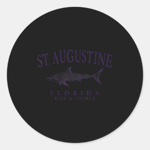 Adesivo Redondo Arte vintage de tubarão St augustine florida ameix
