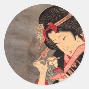 Adesivo Redondo Arte vol.2 de Ukiyoe do japonês