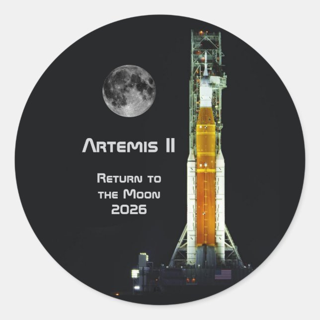 Adesivo Redondo Artemis II Moon Mission (Frente)