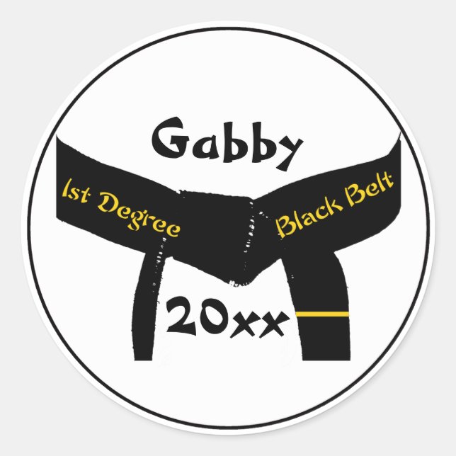 Adesivo Redondo Artes Marciais Cinturão Preto De 1 rua Grau (Frente)