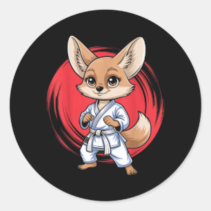 Adesivo Redondo Artes Marciais da Raposa Fennec Caratê Jiu-Jitsu J