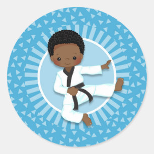 Adesivo Redondo Artes marciais do judo do menino do karaté do