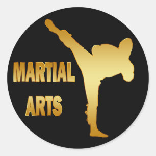 ADESIVO REDONDO ARTES MARCIAIS DOURADOS