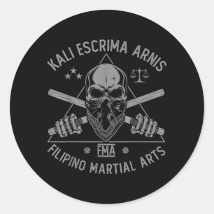 Adesivo Redondo Artes Marciais Filipinas FMA Arnis Escrima Kali