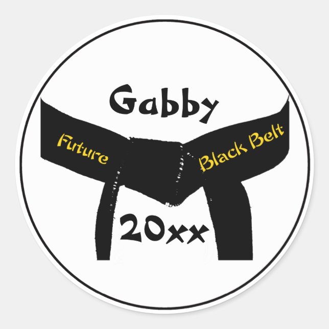 Adesivo Redondo Artes marciais - Futuro Cinturão Preto (Frente)