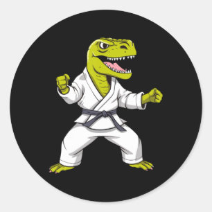 Adesivo Redondo Artes Marciais Karate T-rex Taekwondo Kickboxing P