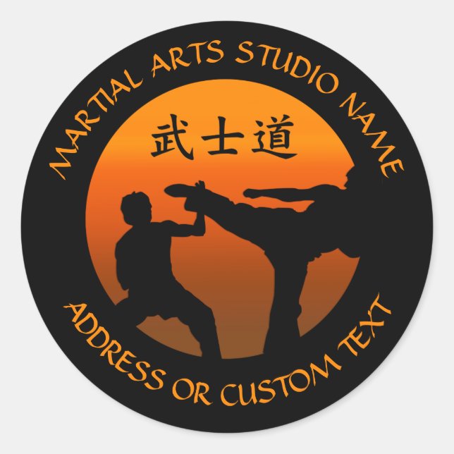 Adesivo Redondo Artes Marciais Karate Taekwondo Kung Fu Studio Pro (Frente)